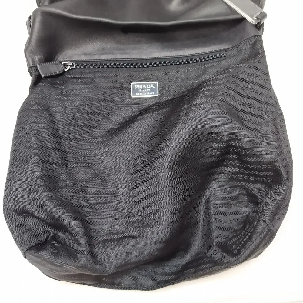 PRADA Black Leather Lucite Plastic Chain Strap Hobo Shoulder Bag